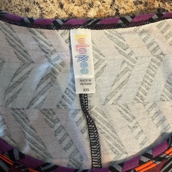 NWT Lularoe XXSmall Perfect High Low T Shirt Tunic Purple Orange Blue Gold Black - Picture 5 of 16